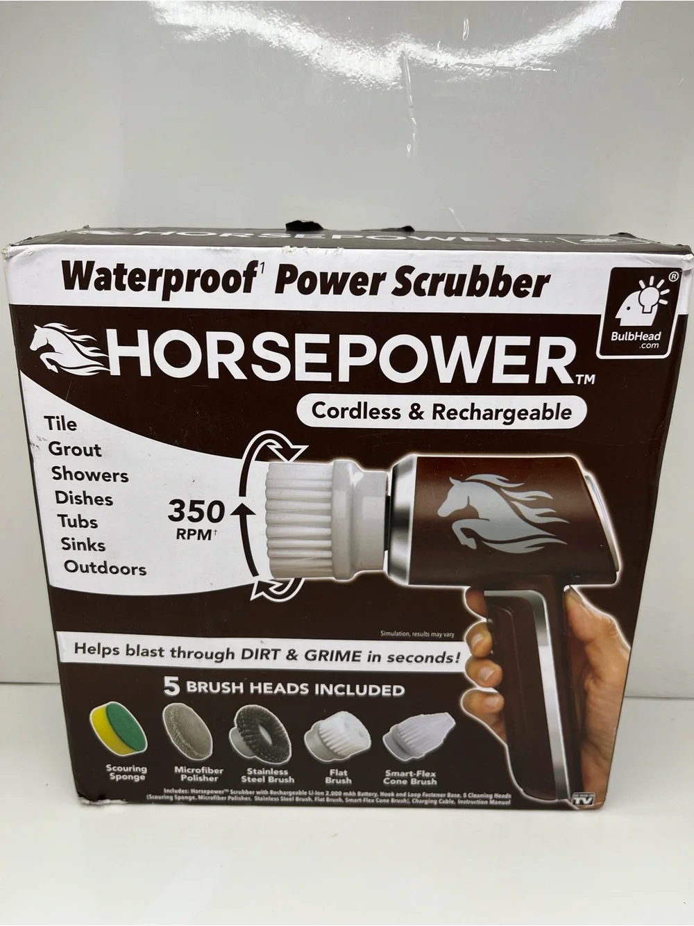 Cordless & Rechargeable Power Scrubber — Brown